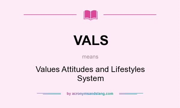 What does VALS mean? It stands for Values Attitudes and Lifestyles System