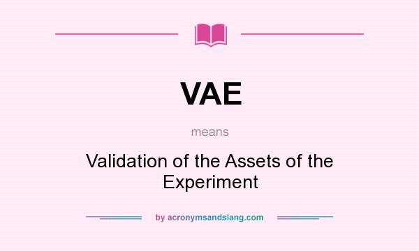What does VAE mean? It stands for Validation of the Assets of the Experiment