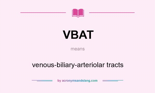 What does VBAT mean? It stands for venous-biliary-arteriolar tracts