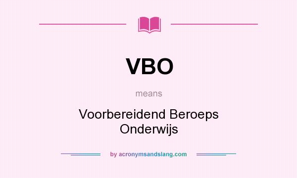 What does VBO mean? It stands for Voorbereidend Beroeps Onderwijs