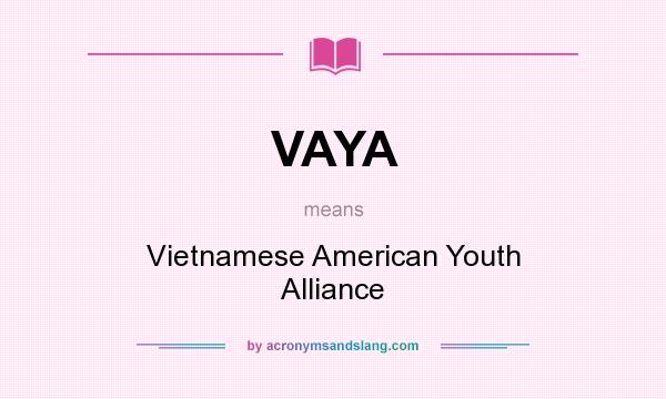 What does VAYA mean? It stands for Vietnamese American Youth Alliance