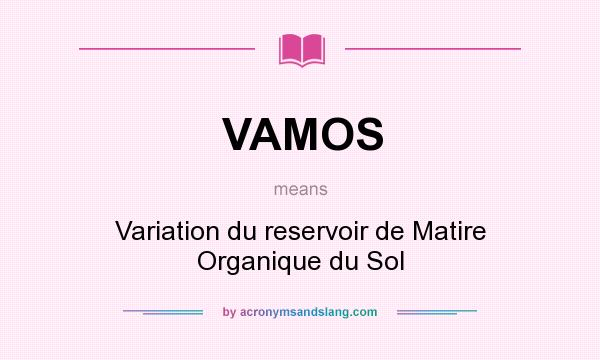 What does VAMOS mean? It stands for Variation du reservoir de Matire Organique du Sol