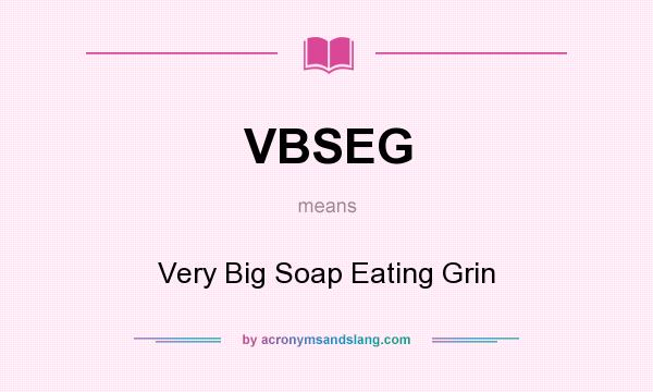 What does VBSEG mean? It stands for Very Big Soap Eating Grin