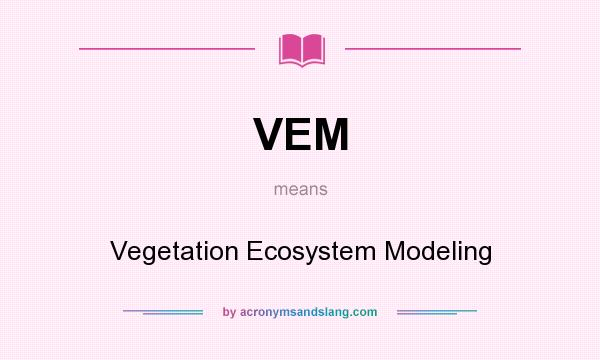 What does VEM mean? It stands for Vegetation Ecosystem Modeling
