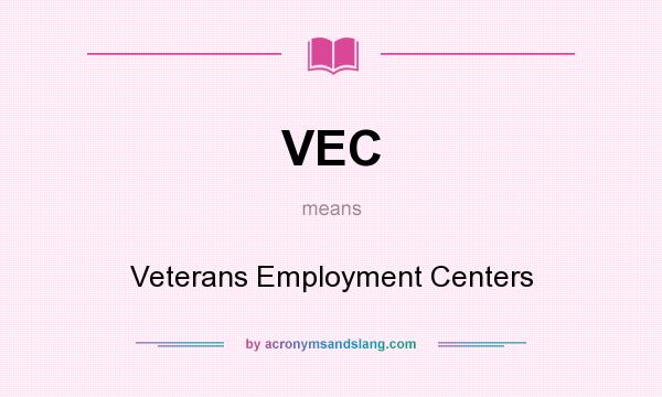 What does VEC mean? It stands for Veterans Employment Centers