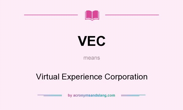 What does VEC mean? It stands for Virtual Experience Corporation