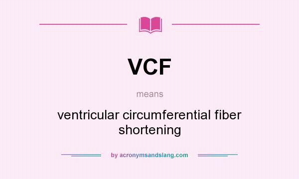 What does VCF mean? It stands for ventricular circumferential fiber shortening