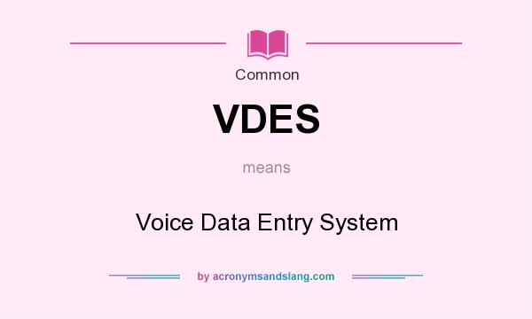 What does VDES mean? It stands for Voice Data Entry System