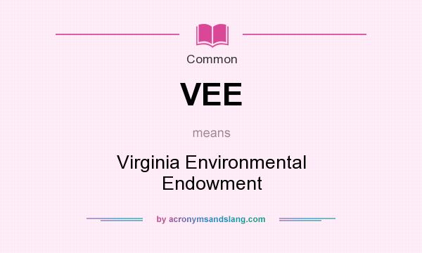 What does VEE mean? It stands for Virginia Environmental Endowment