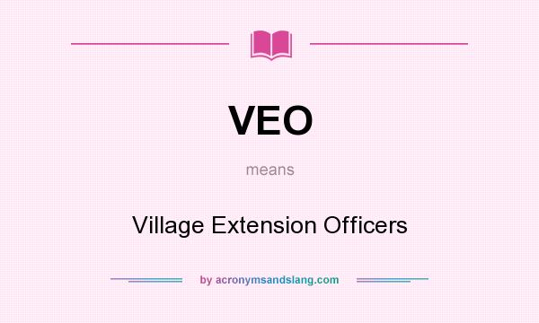 What does VEO mean? It stands for Village Extension Officers