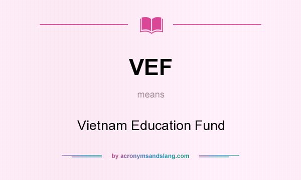 What does VEF mean? It stands for Vietnam Education Fund