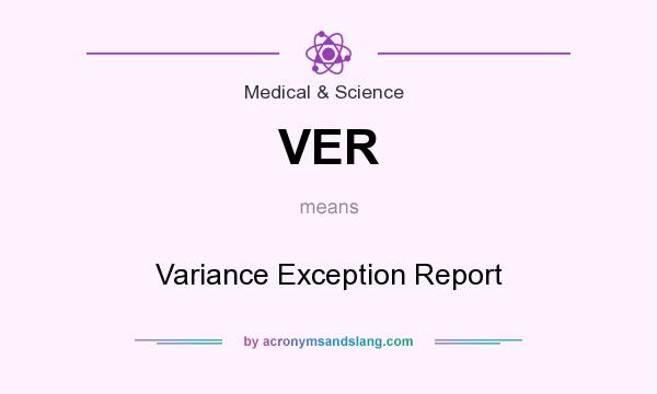What does VER mean? It stands for Variance Exception Report