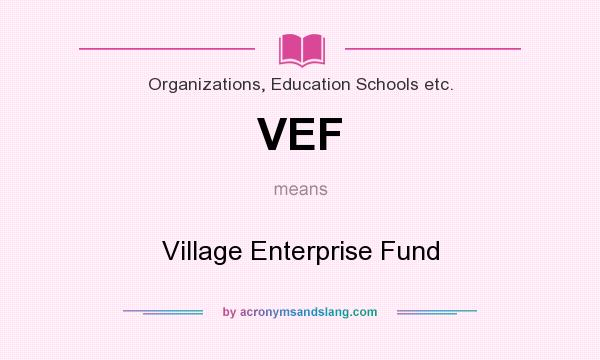 What does VEF mean? It stands for Village Enterprise Fund