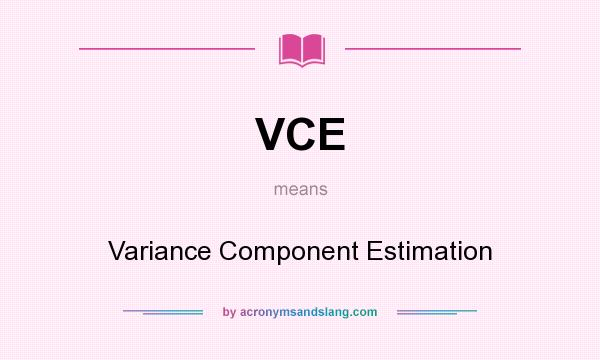 What does VCE mean? It stands for Variance Component Estimation