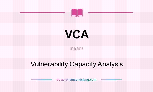 What does VCA mean? It stands for Vulnerability Capacity Analysis