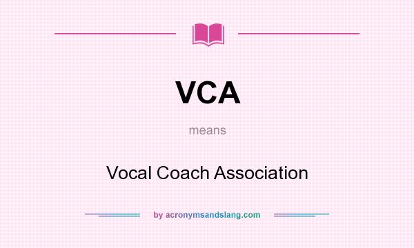 What does VCA mean? It stands for Vocal Coach Association
