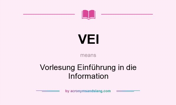 What does VEI mean? It stands for Vorlesung Einführung in die Information