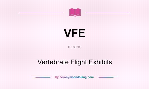 What does VFE mean? It stands for Vertebrate Flight Exhibits