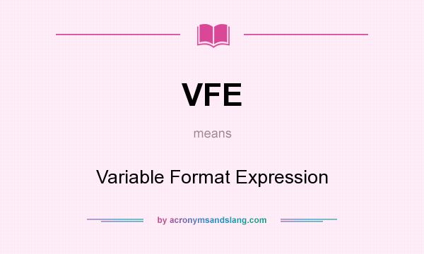 What does VFE mean? It stands for Variable Format Expression