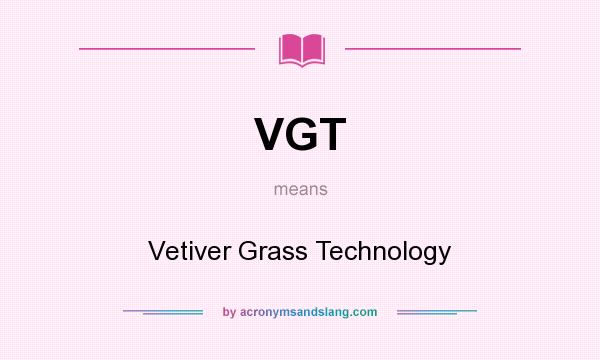 What does VGT mean? It stands for Vetiver Grass Technology