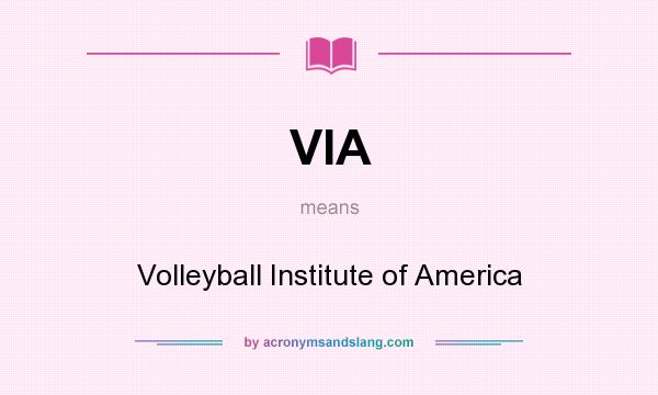 What does VIA mean? It stands for Volleyball Institute of America