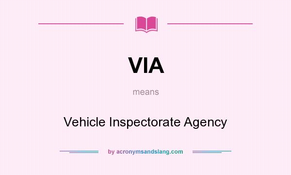What does VIA mean? It stands for Vehicle Inspectorate Agency