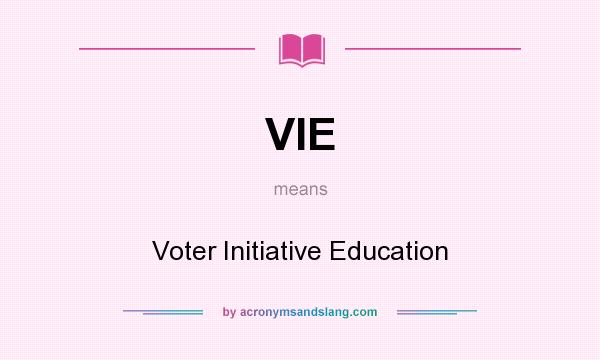 What does VIE mean? It stands for Voter Initiative Education