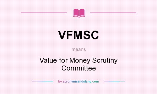 What does VFMSC mean? It stands for Value for Money Scrutiny Committee