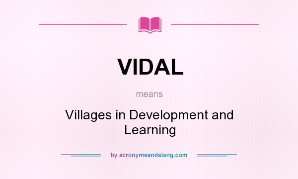 What does VIDAL mean? It stands for Villages in Development and Learning