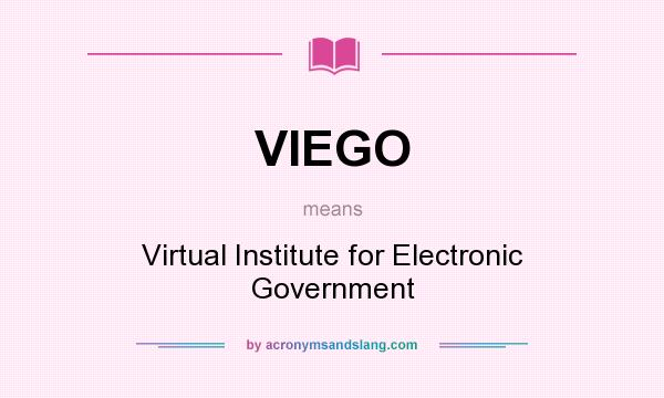 What does VIEGO mean? It stands for Virtual Institute for Electronic Government