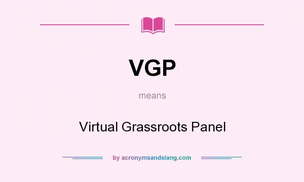 What does VGP mean? It stands for Virtual Grassroots Panel