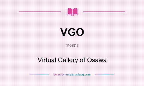 What does VGO mean? It stands for Virtual Gallery of Osawa