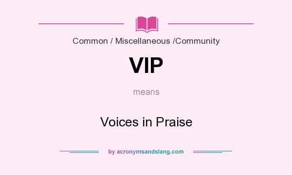 What does VIP mean? It stands for Voices in Praise
