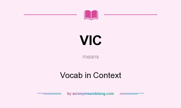 What does VIC mean? It stands for Vocab in Context