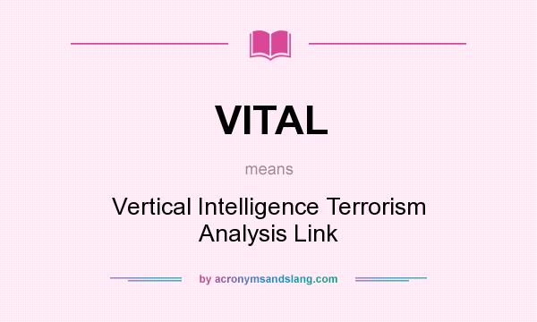 What does VITAL mean? It stands for Vertical Intelligence Terrorism Analysis Link