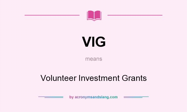What does VIG mean? It stands for Volunteer Investment Grants