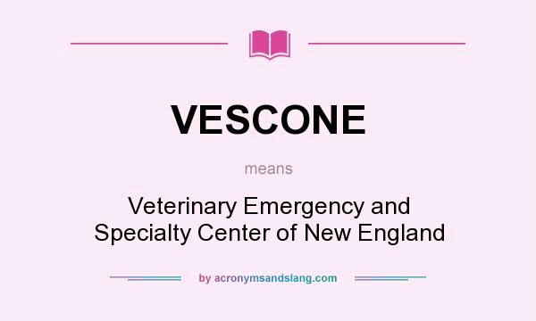 What does VESCONE mean? It stands for Veterinary Emergency and Specialty Center of New England