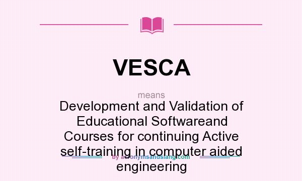 What does VESCA mean? It stands for Development and Validation of Educational Softwareand Courses for continuing Active self-training in computer aided engineering