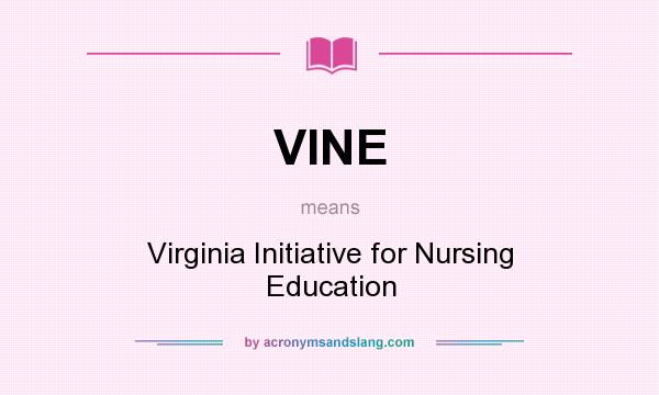 What does VINE mean? It stands for Virginia Initiative for Nursing Education