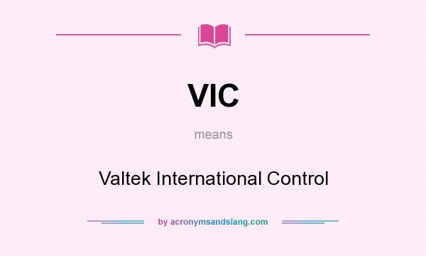 What does VIC mean? It stands for Valtek International Control