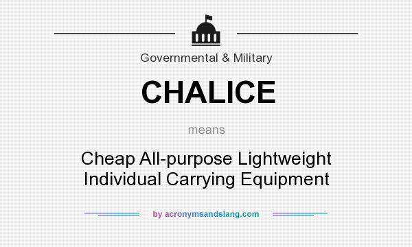 What does CHALICE mean? It stands for Cheap All-purpose Lightweight Individual Carrying Equipment