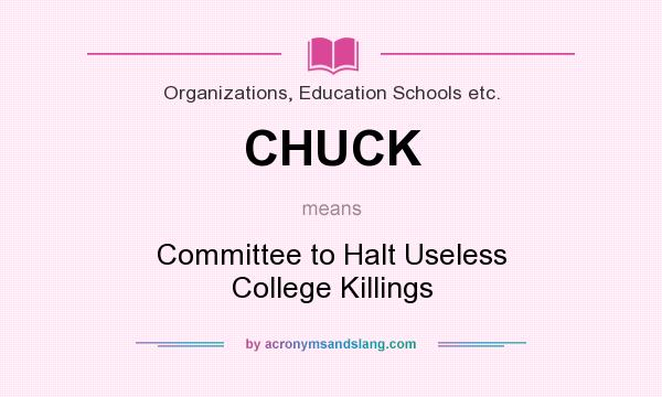 What does CHUCK mean? It stands for Committee to Halt Useless College Killings