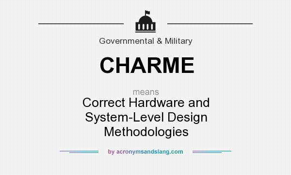 What does CHARME mean? It stands for Correct Hardware and System-Level Design Methodologies