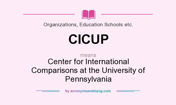 What does CICUP mean? It stands for Center for International Comparisons at the University of Pennsylvania