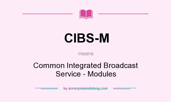 What does CIBS-M mean? It stands for Common Integrated Broadcast Service - Modules