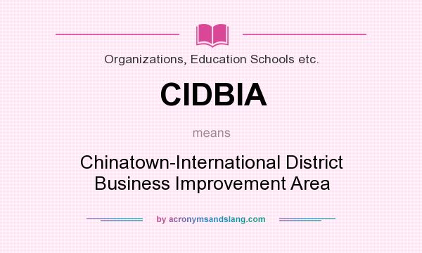 What does CIDBIA mean? It stands for Chinatown-International District Business Improvement Area
