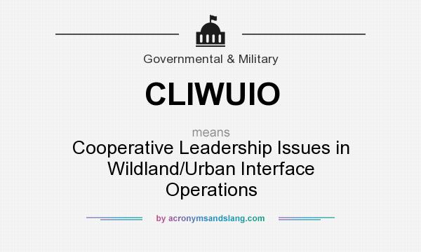 What does CLIWUIO mean? It stands for Cooperative Leadership Issues in Wildland/Urban Interface Operations