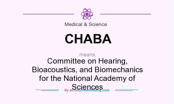 What does CHABA mean? It stands for Committee on Hearing, Bioacoustics, and Biomechanics for the National Academy of Sciences