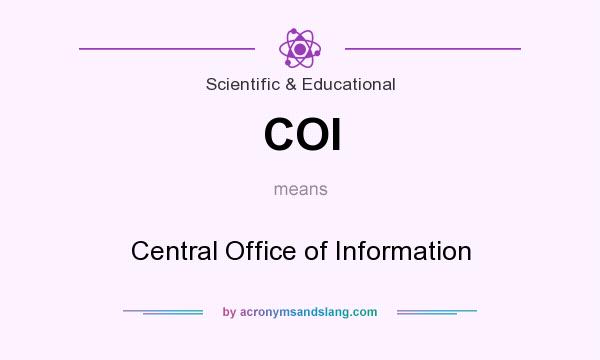 What does COI mean? It stands for Central Office of Information