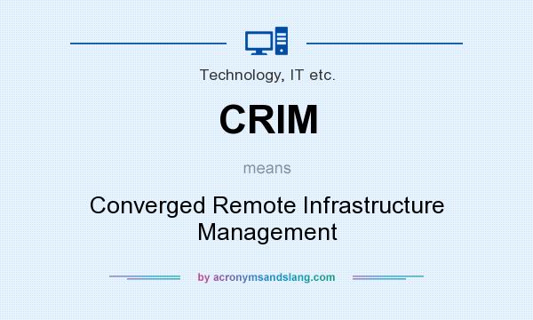 What does CRIM mean? It stands for Converged Remote Infrastructure Management